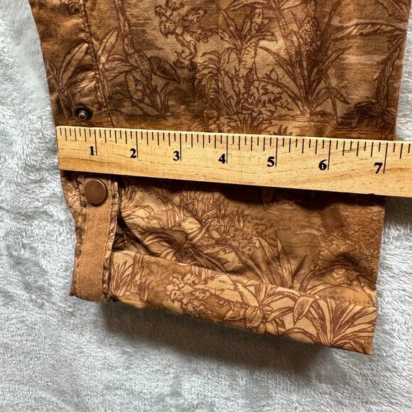 Democracy Flexellent NEW Pants Womens 10 Brown Floral Utility Cuff Stretch Cargo - Picture 11 of 12
